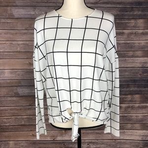 J. Crew Tie-Front Windowpane Long Sleeve Shirt